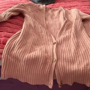 Cardigan with Buttons at bottom open front pink